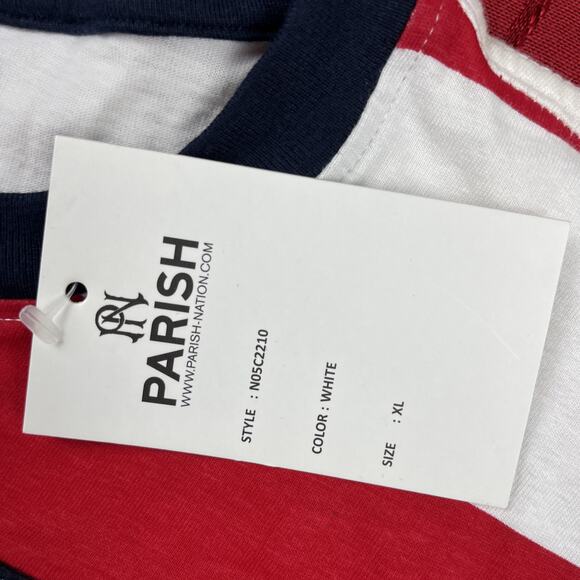 Parish Nation Mens XL Red Blue Tee Shirt USA Flag Stars Stripes 4th of July NWT - Picture 3 of 9